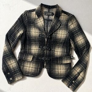 Vintage Tripp NYC Plaid Buckle Blazer L Y2K Goth Punk Grunge Jacket Academia Emo